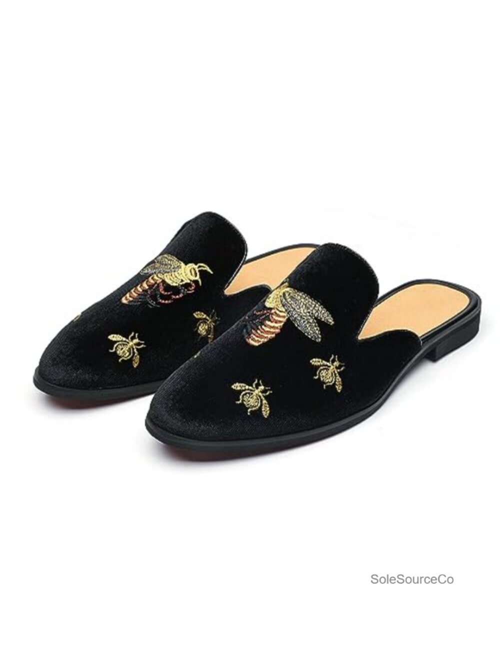 Men's Arch Support Embroidered Leather Slip On Loafers Sandals